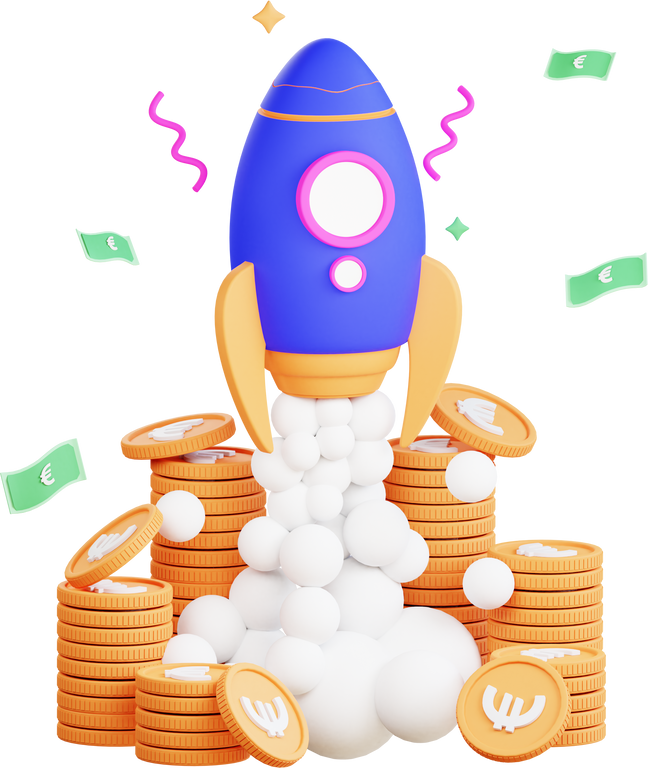 3D rocket business illustration